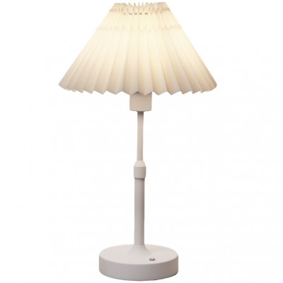 Επαναφορτιζόμενο Πορτατίφ LED 3W Θερμό Φως Dimmable Μεταλλικό Λευκό με Υφασμάτινο Καπέλο 955TL2525N7WH